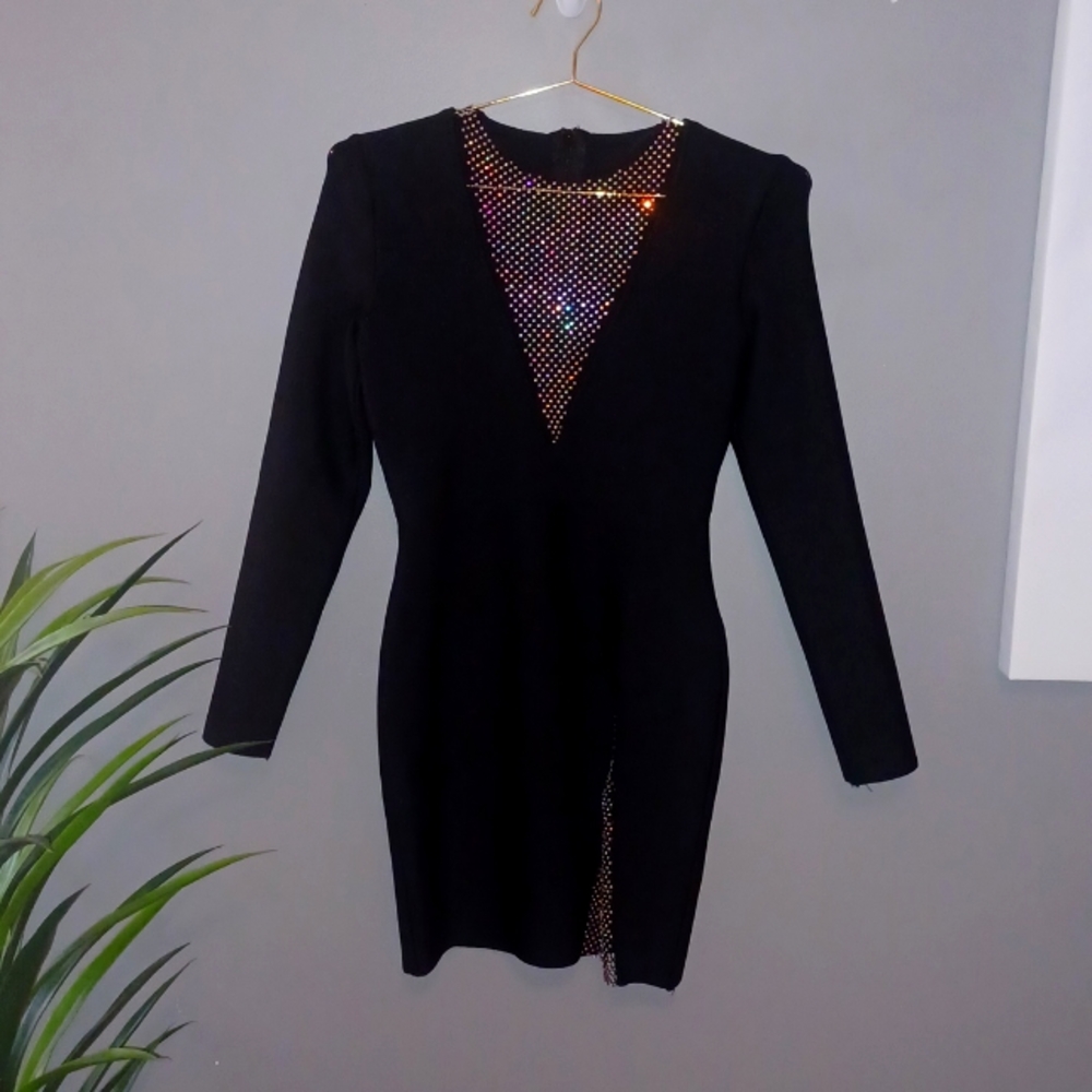 Black colorful rhinestone dress